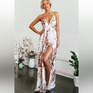 Hello Molly White Floral Backless Maxi - Size S